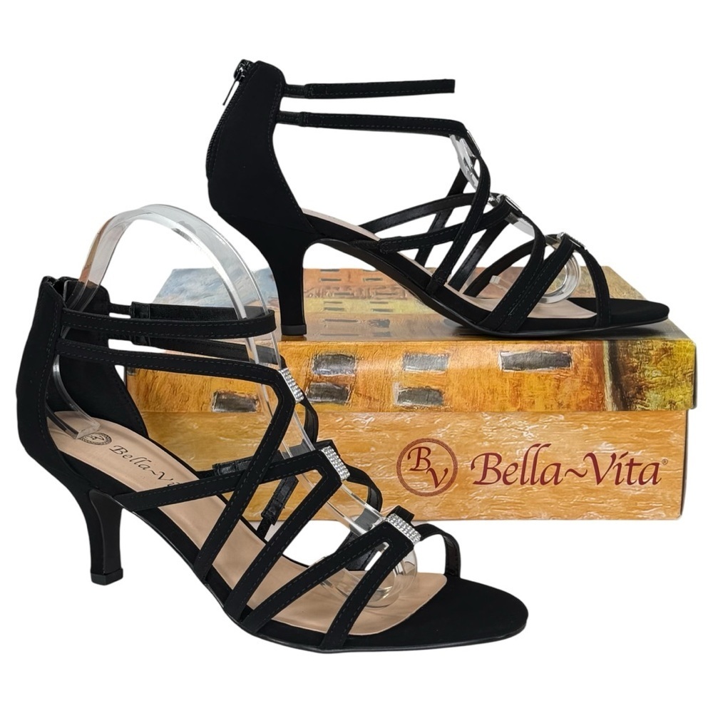 Bella Vita Karlette Black Strappy Heeled Womens Sandals Size 11W